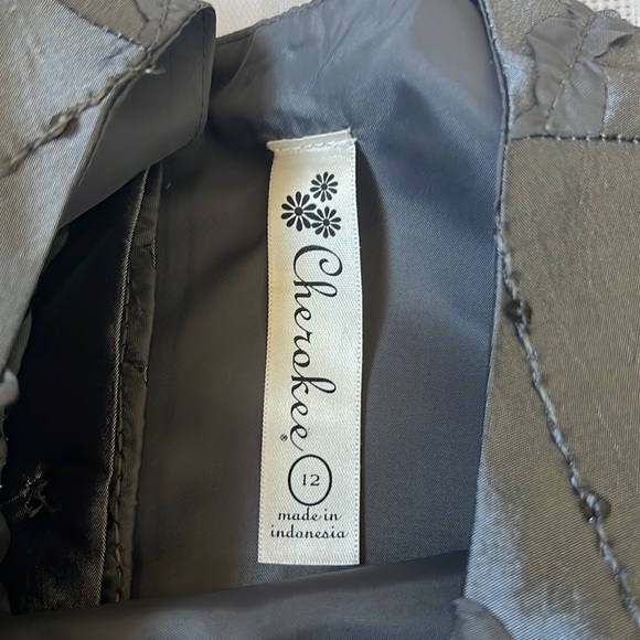 Cherokee | Size 12 Charcoal Gray and Silver Sequined Dress - Picture 4 of 16